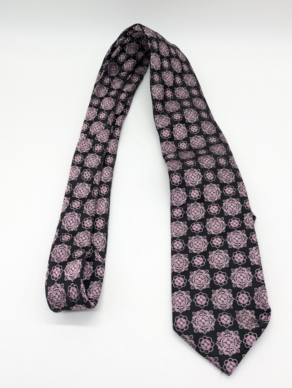 Vintage Giorgio Moreschi Black Purple Silk Men's Tie